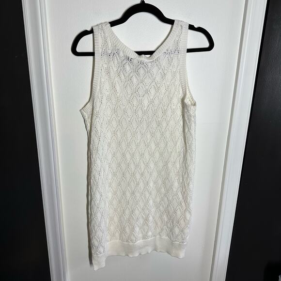 Eloquii Women's White Crochet Knit Tank Top Size 14/16 Sleeveless Summer Resort - Picture 4 of 6